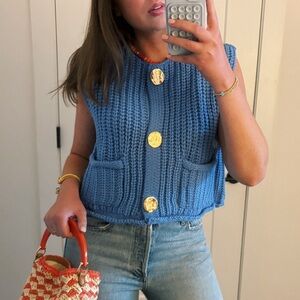 Blue Chunky Knit Vest